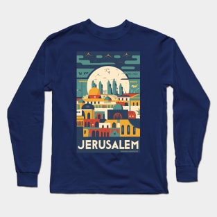 A Vintage Travel Art of Jerusalem - Israel Long Sleeve T-Shirt